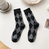 Diamond Grid Lolita Socks Women's Middle Tube Socks Polyester Cotton Socks Japanese Students Women Socks Girls Cute JK Socks