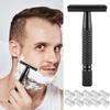 Herren Metall Manueller Rasierer Handrasierer mit 10 Klingenhalter Doppelschichtiger Geschlossener Schneidkopf für Glatte Rasur