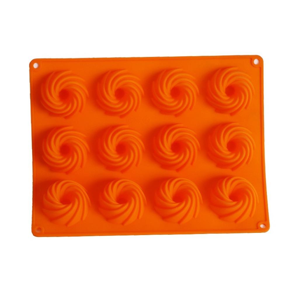 12 Even Cookie Silicone Cake Mold Baking Diy Cookie Shape Whirlwind Chocolate Mold
