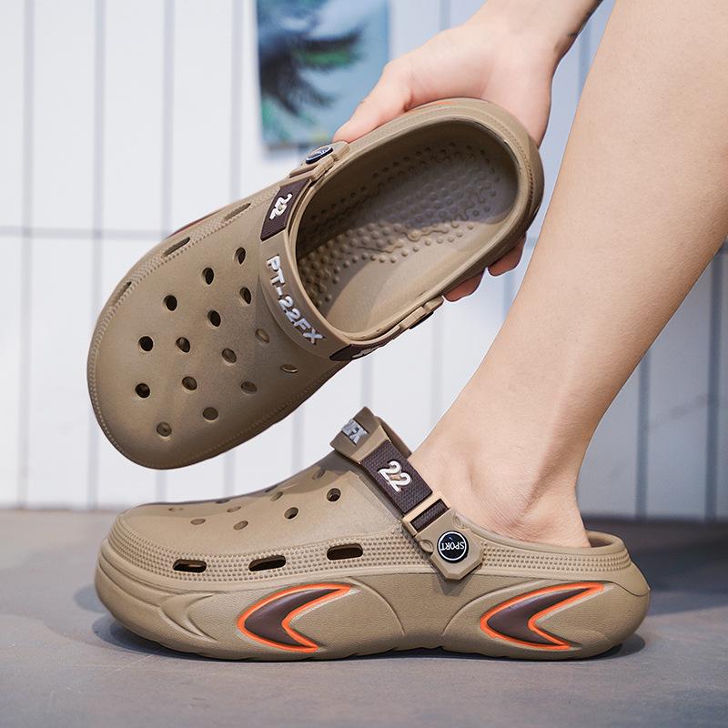 

Мужские летние сабо с закрытым носком, легкие, двойного назначения, с мягкой подошвой, пляжная обувь, доступны большие размеры 46 хаки