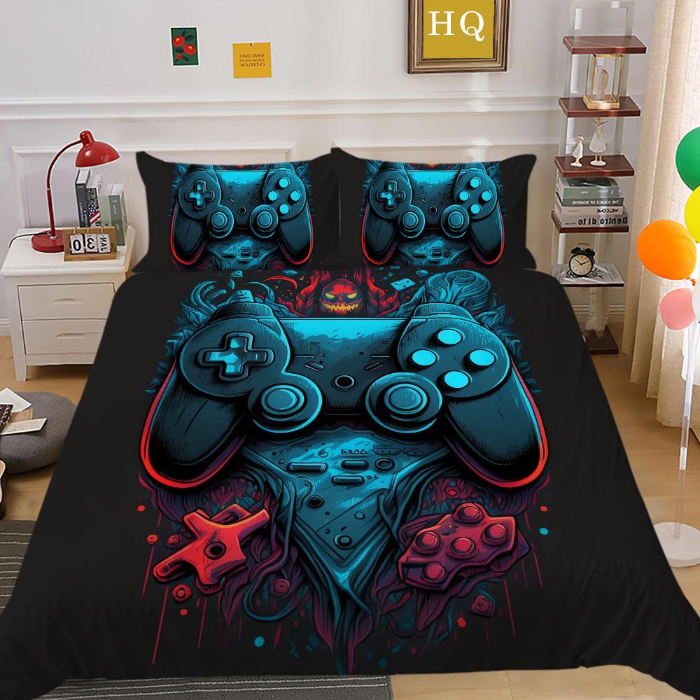 3D Game Console Printing Home Bedclothes Single Size Bed Clothes Boy Kid Highend Soft Bedding Set Cover