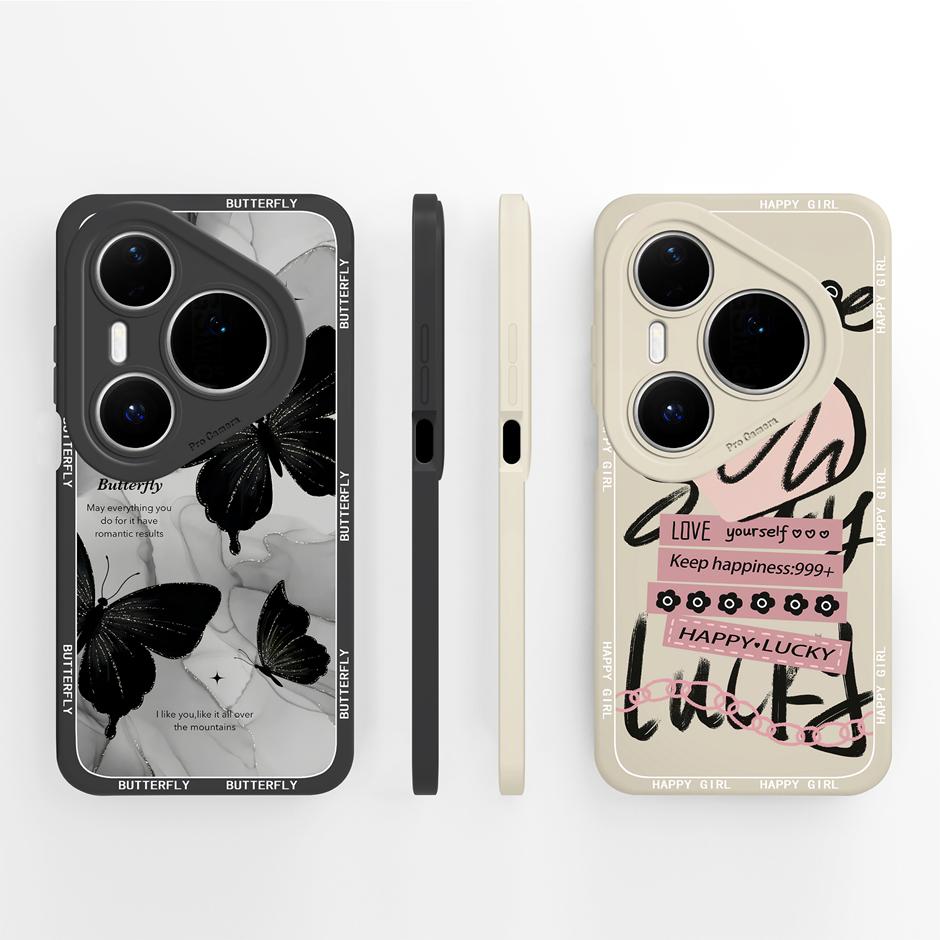 Phone Case For Huawei Pura 80 Pro Plus Ultra Fashion Butterfly Soft Liquid Silicone Protective Bumper Cover Anti Scratch Fundas
