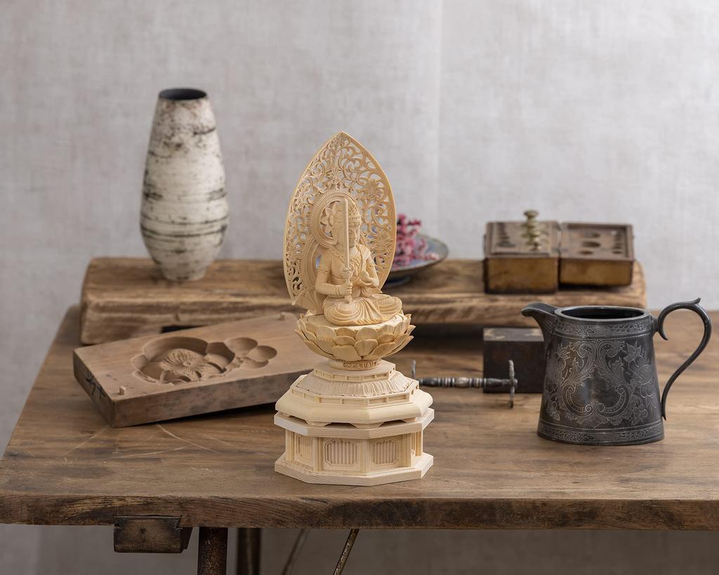 Wooden Buddha Kokuzo seated guardian deity of the zodiac for those born in the years of the Ox and Tiger Bosatsu statue, Bosatsu, statue, 22.5cm