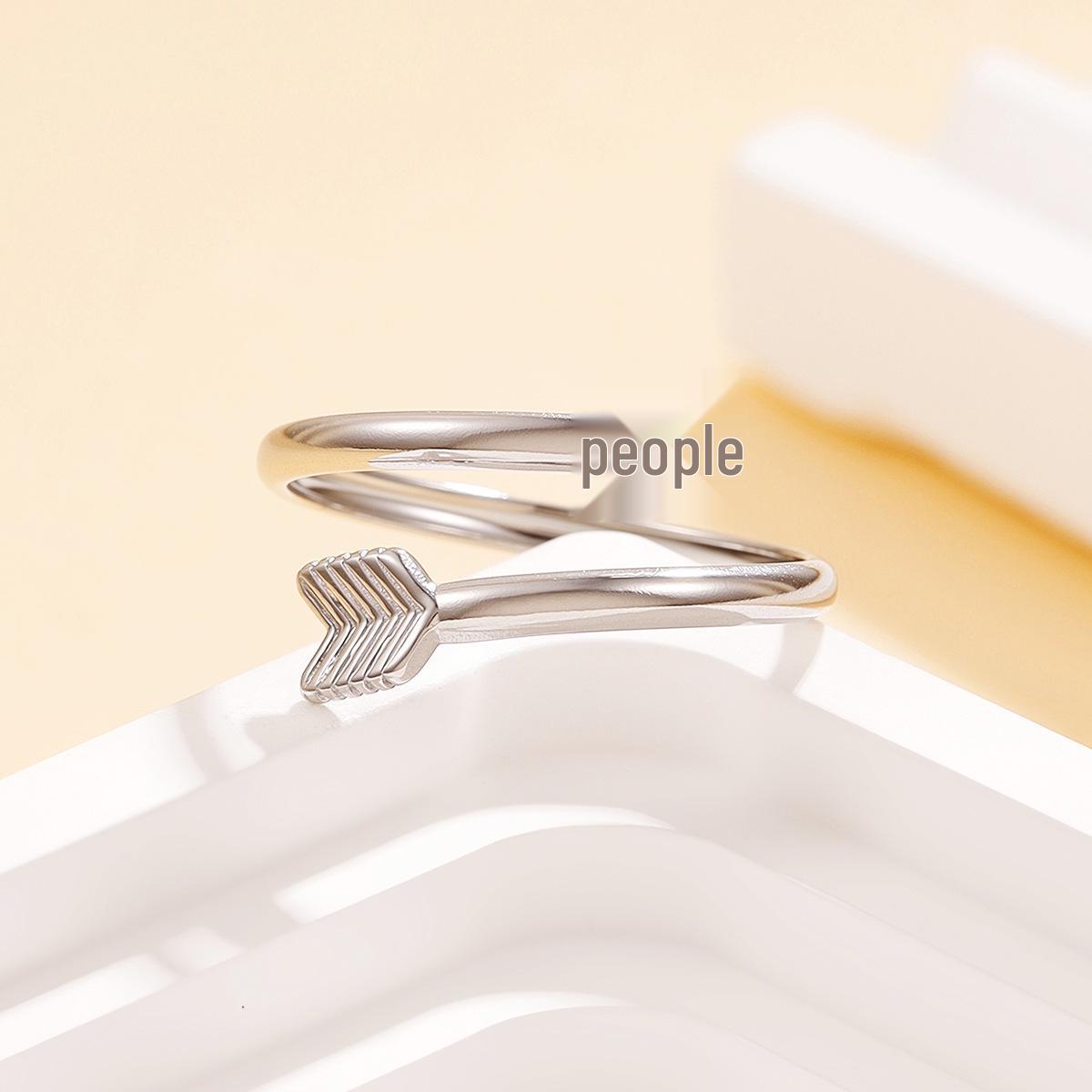 European & American Women s Stainless Steel Double Heart Geometric Open Ring