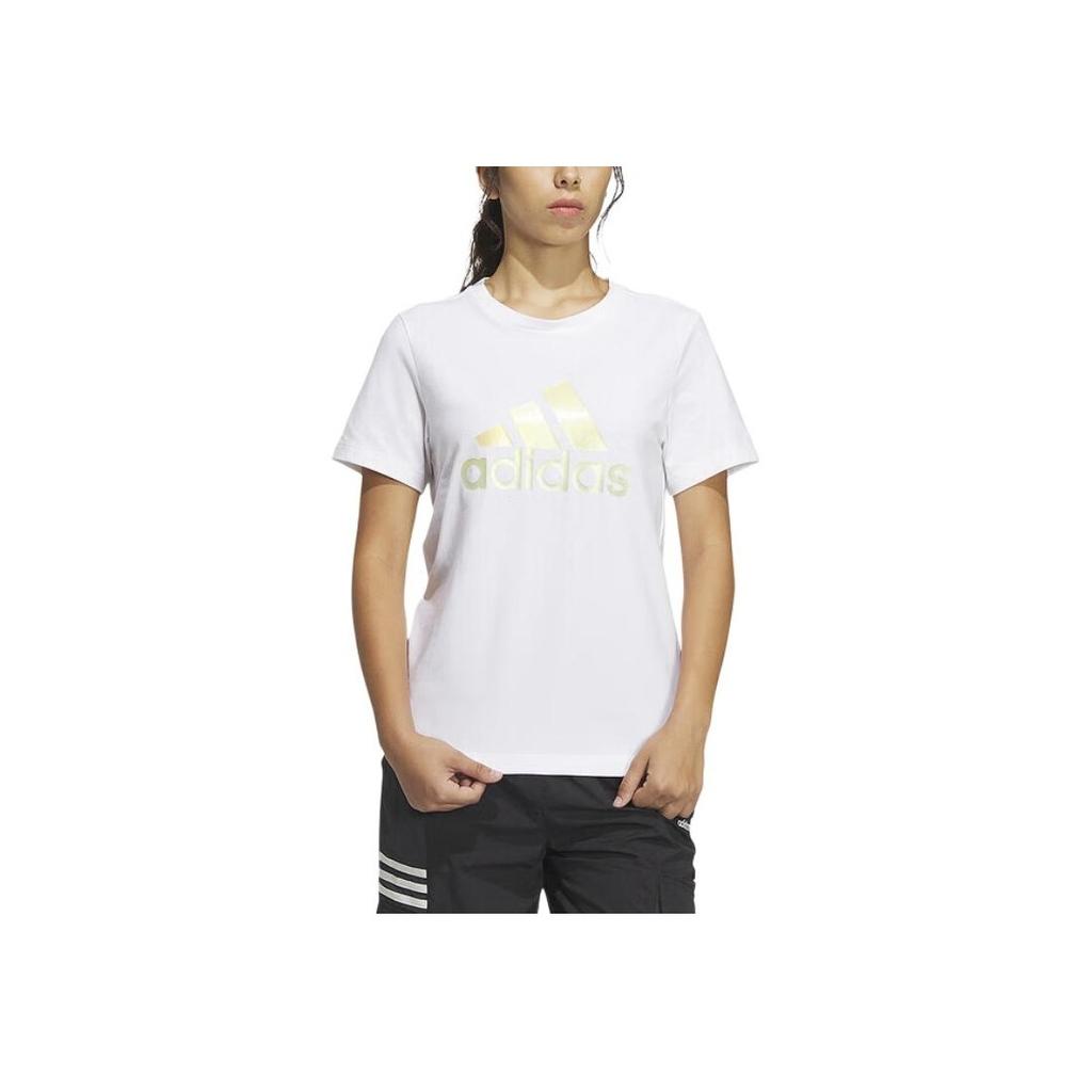 Adidas Printed Logo Casual Crew Neck Straight Short Sleeve T-Shirt Women Tops White IM8885