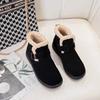 Leather snow boots women's cotton shoes autumn and winter new soft-soled piled thickened warm fluffy shoes flat short boots