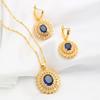 3Shiny blue gemstone synthetic zircon wedding jewelry set with sunflower design, includes earrings and necklace set, elegant and personalized