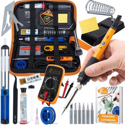 SolderTest 9w1 – Zestaw Lutowniczy 60W Z Multimetrem XL830L | Regulacja Temperatury 200–450°C | Etui I Narzędzia Do Elektroniki