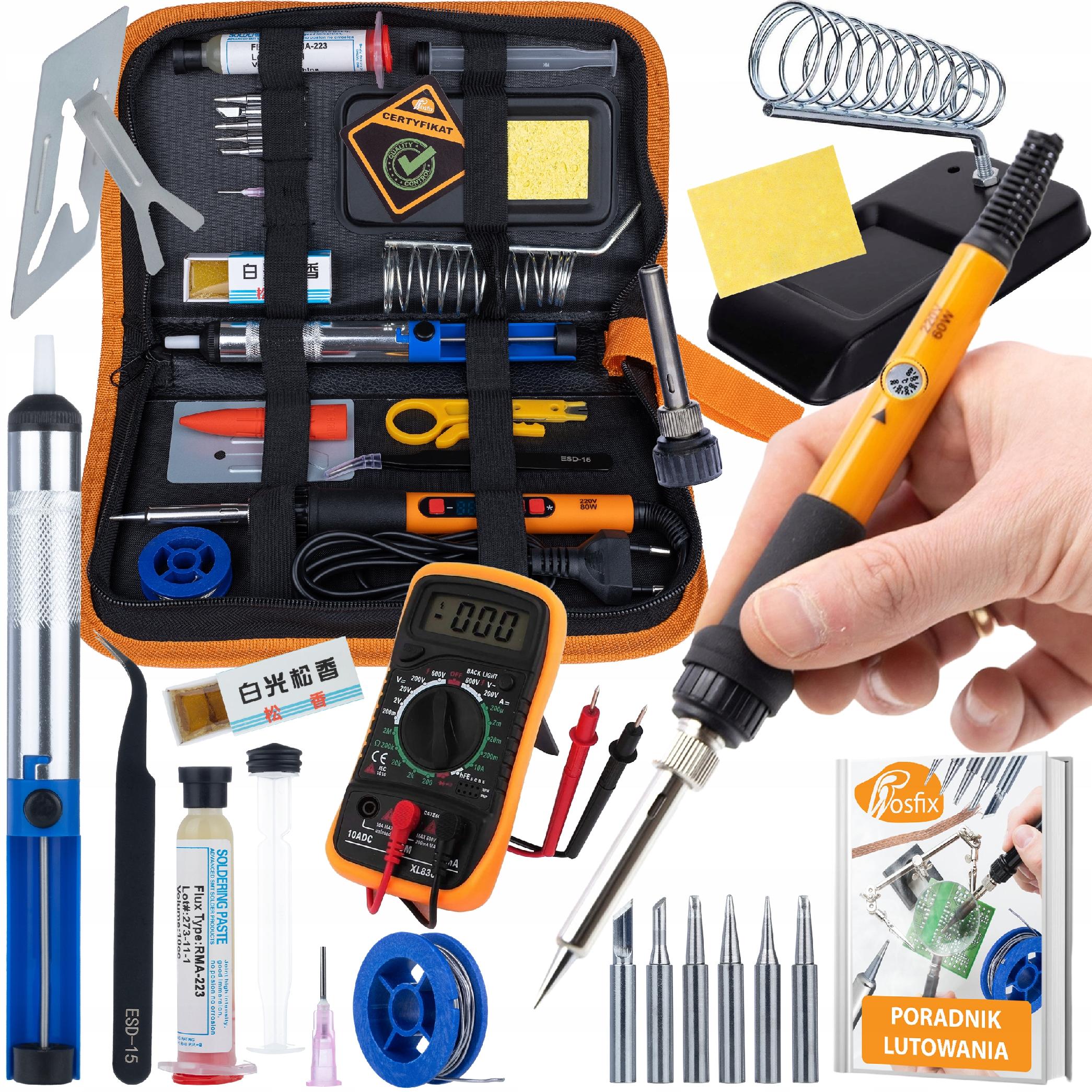 

Rosfix SolderTest 9w1 – Zestaw Lutowniczy 60W z Multimetrem XL830L | Regulacja Temperatury 200–450°C | Etui i Narzędzia do Elektroniki