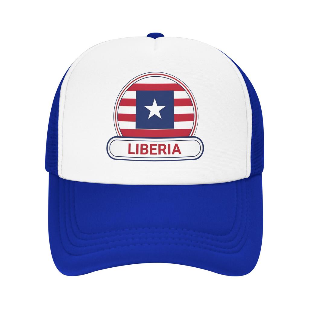 Summer Mesh Sun Hats Liberia Country Badge Liberia Flag Summer Baseball Cap Trucker Hat  Unisex Unisex Breathable Baseball Caps