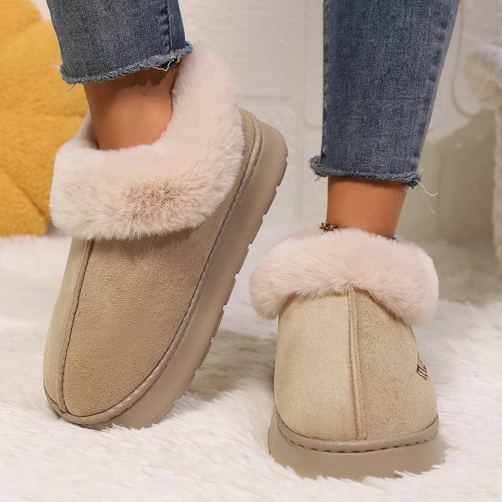 Home Fluffy Platform Shoes Ankle Boots Women's Winter Basis Snow Boots Female Outdoor Indoor Non Slip Thick Soft House Warm Wool