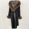 OFTBUY Autumn Winter Women Coat Real Natural Fox Fur Collar Hooded Double-faced Woolen Blends Jacket Thick Warm Casual Overwears