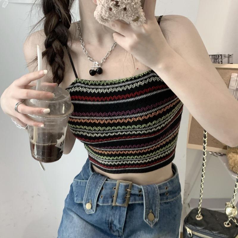 Design Sense Knitted Halter Vest Women's Summer New Sexy Sweet and Spicy Inside Wear Sleeveless Blouse