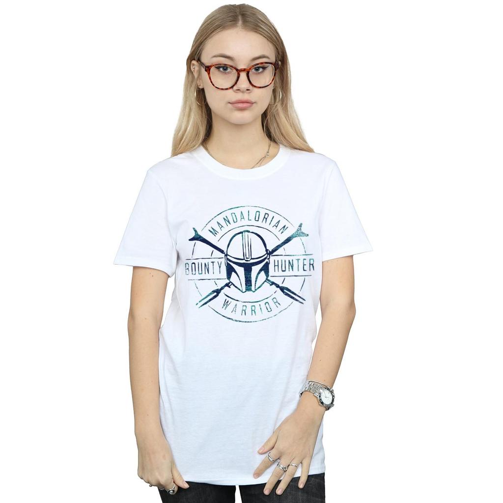 Star Wars Womens/Ladies The Mandalorian Warrior Crest Cotton Boyfriend T-Shirt