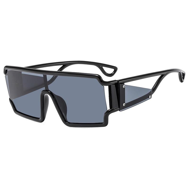 1PC Plastic Square Conjoined Sunglasses for Men with Hollowed Out Avant-garde Fashion Street Pography Futuristic Feel