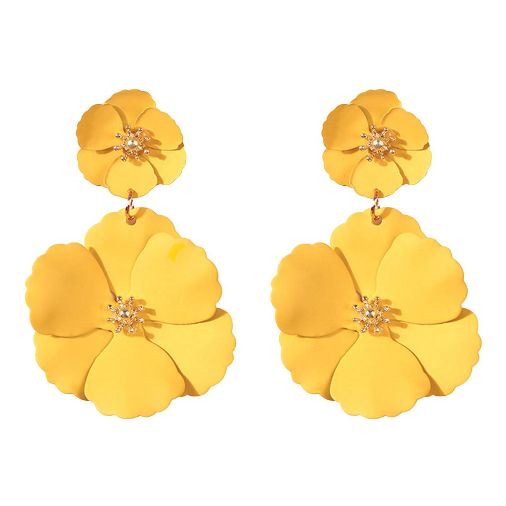 Unique Flower Studs Earrings Fashionable Colorful Dangle Statement Earrings Iron Texture Suitable for Youthful Women