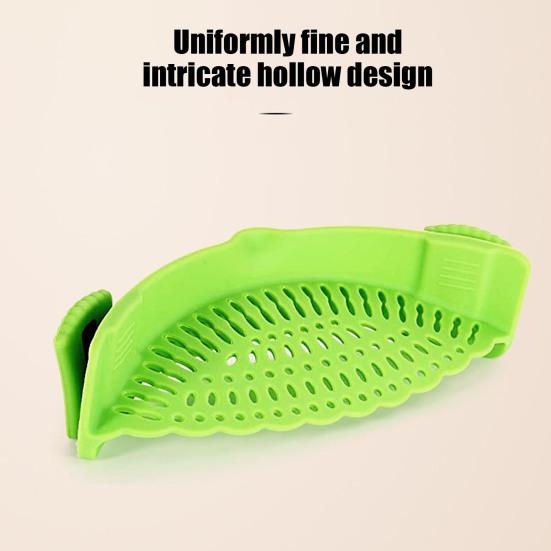 Clip-On Silicone Strainer for Pots And Pans Food Pasta Vegetable Drainer Heat-Resistant Dishwasher Safe Kitchen Colander