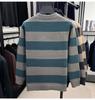 Men's Winter Striped Jacquard Crew Neck Long Sleeve Casual Knit Sweater