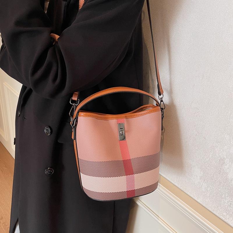 

Клетчатая сумка-ведро для женщин, модная сумка-тоут через плечо, кошелек для поездок на работу жёлтый