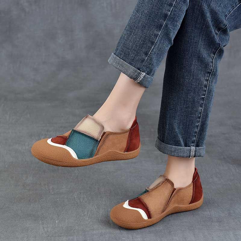Fashion GKTINOO Genuine Leather Soft Soled Loafers 2025 Autumn New Versatile Casual Mixed Colors Women's Slip-on Shoes