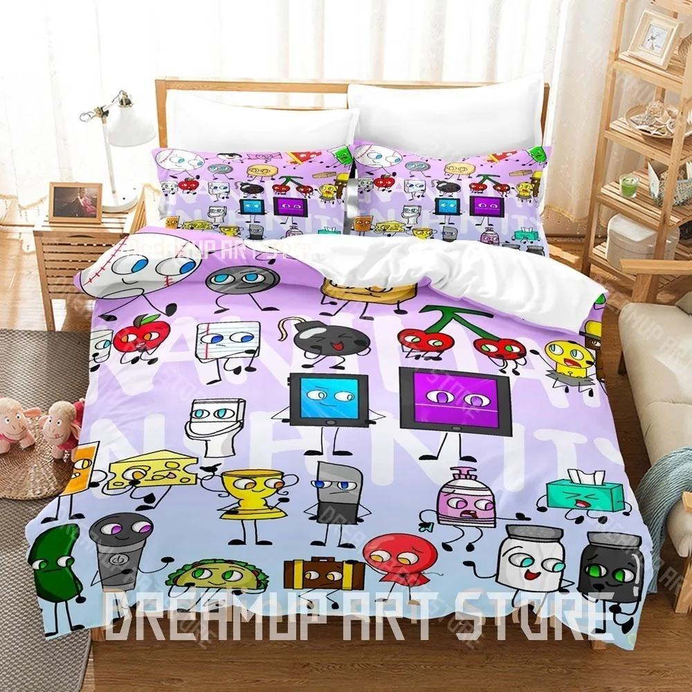3D tisk BFDI Inanimate Insanity Povlečení Jednolůžko Twin Plné Queen King Velikost Postelový Set Ložnice pro Dospělé Povlaky na Peřinu Anime Postel