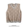Men's Japanese Style V-Neck Knit Vest - Casual Loose Sleeveless Sweater for Spring & Autumn