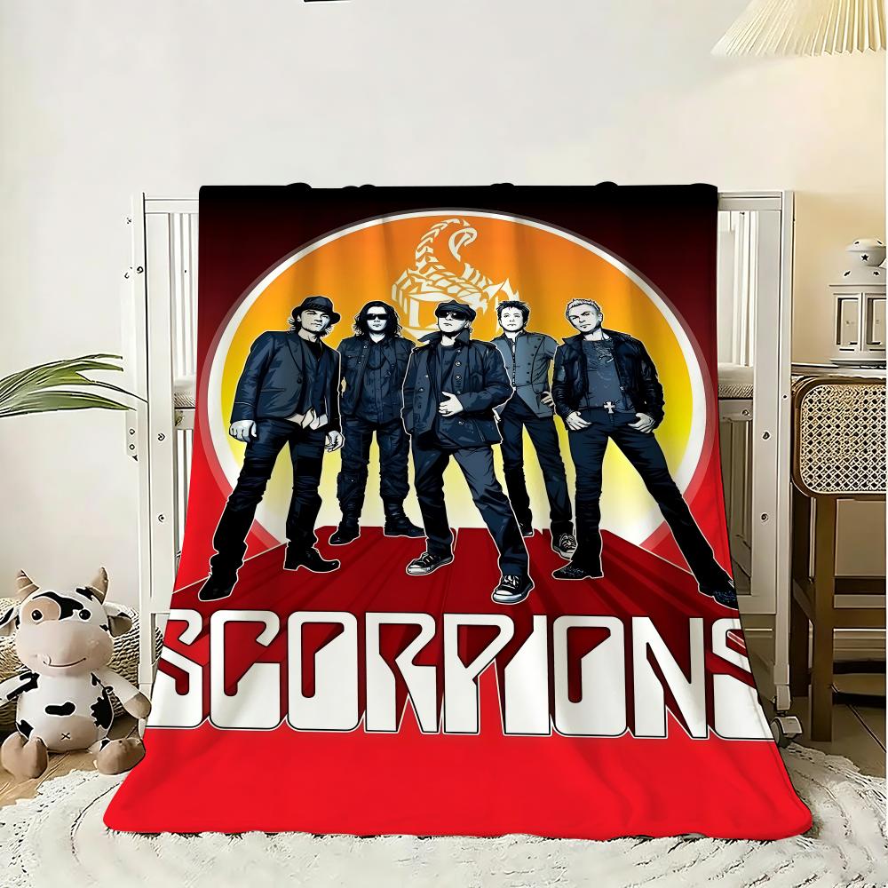 Nostalgia S-Scorpions band Throw 240g Flannel Blanket Lightweight Soft Skin-friendly Summer Thin Throw Blanket 75x90cm