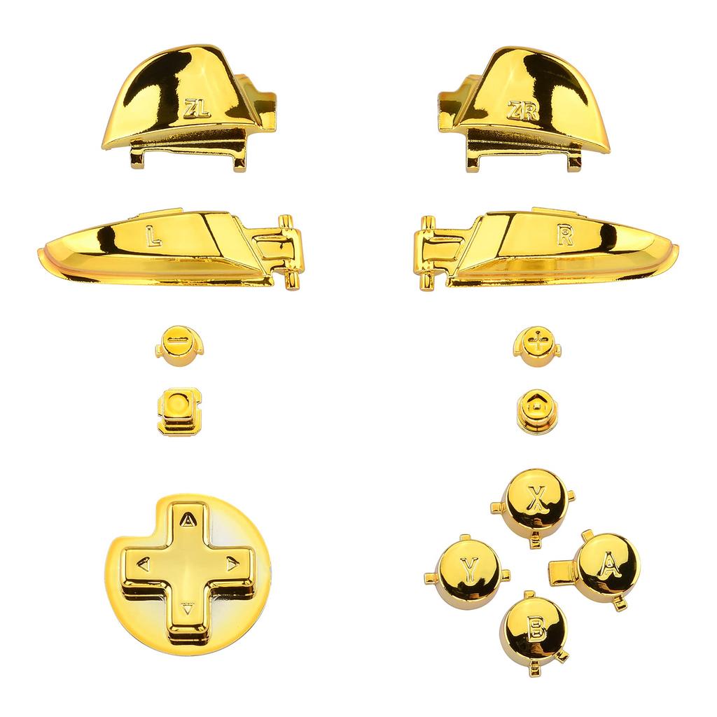 Komplett set knappar för eXtremeRate switch pro ABXY ZR ZL L R-knappar för pro-kontroller switch-kontroller ingår ej (metallisk krom) kontroller,