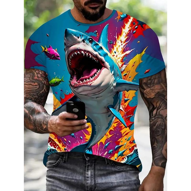 3D Print Men'S Ocean Animal Fish Graphic T-Shirt New In Casual Crew Neck Short Sleeve