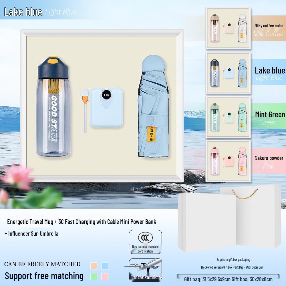 Summer Cool Fan & Umbrella Gift Set - Perfect Anniversary or Customer Appreciation Souvenir