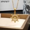 Women's Retro Stainless Steel Ship Wheel & Compass Pendant Necklace
