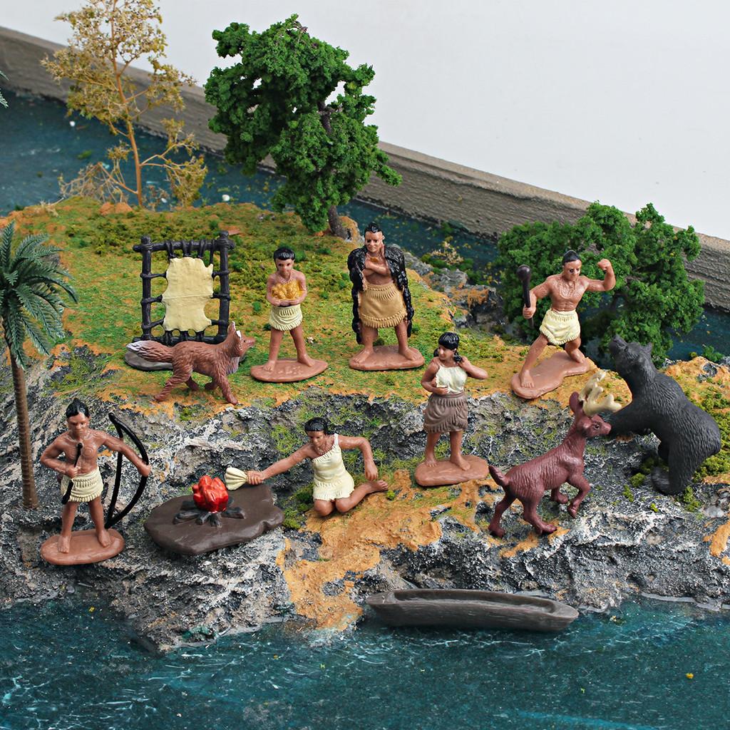 Native American Pvc Figurine Pack With Animal Figures For Themed Room Decoration