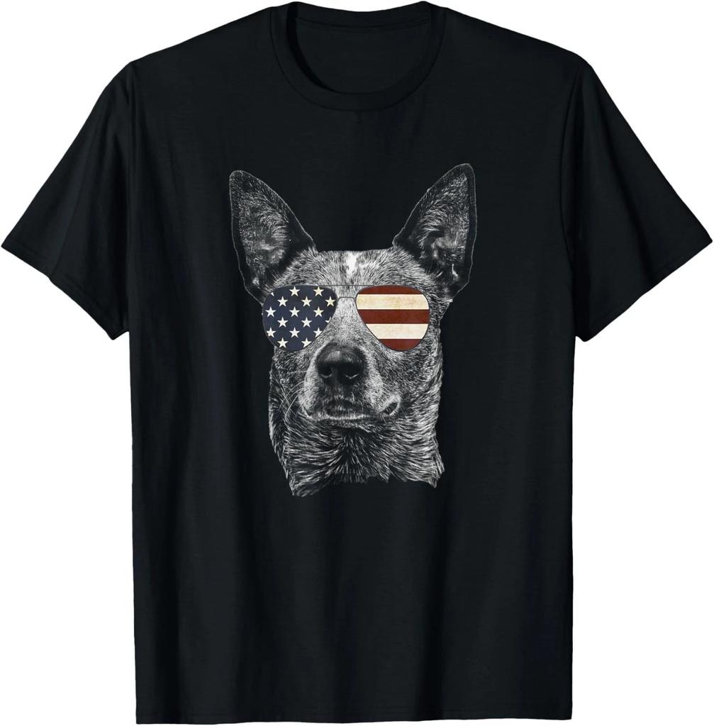 Australian Cattle Dog USA Flag Funny Cute Women Heeler Gift Unisex T-Shirt
