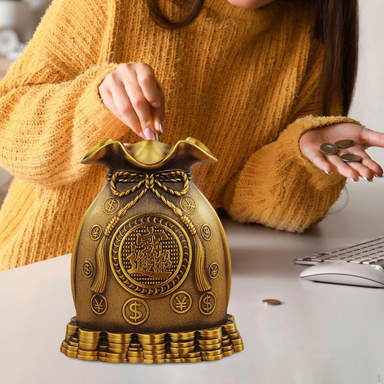 

Благословенная сумка в форме скульптуры из латуни Копилка Искусство Денежные мешки Декор Подарки на новоселье Old color