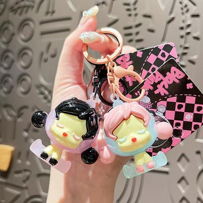 Creative Cute Electroplating Sitting Posture Keychain Girl Bag Doll Pendant Gift