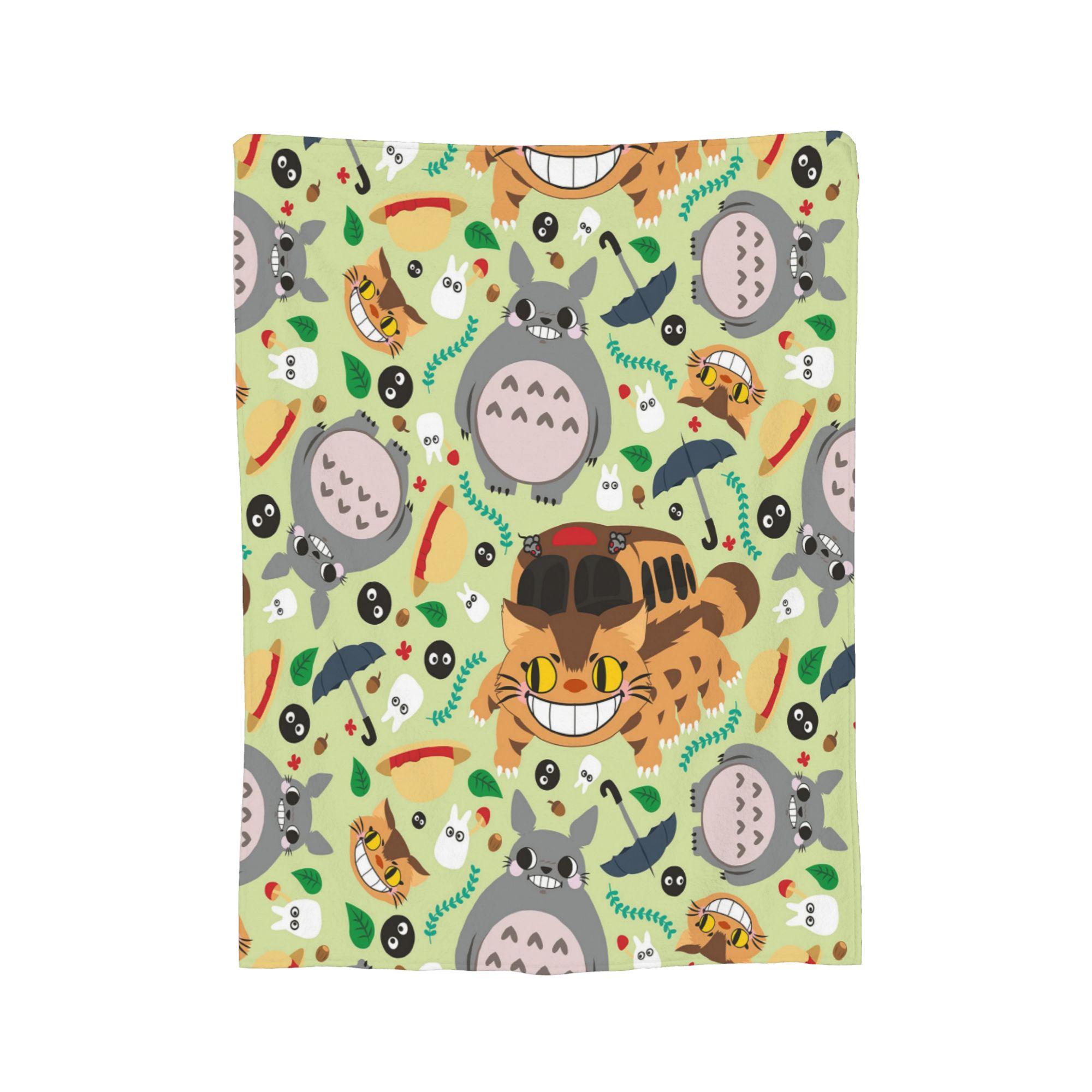 

T-Totoros Anime Blanket Fleece Spring/Autumn Miyazaki Hayao Breathable Soft Throw Blankets for Sofa Outdoor Bedspreads 130x150cm