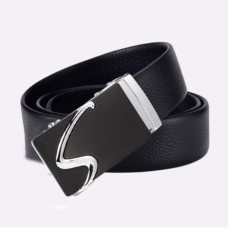 Men'S Cowhide Belt High-End Automatic Buckle Leather Belt Men'S Middle-Aged And Young Leisure Business Belt Men