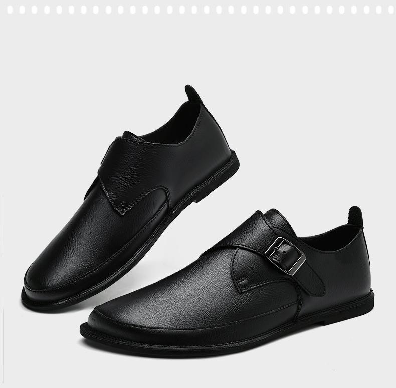 Fashion Genuine Leather Men's Slip on Footwear Cowhide Casual Shoes Handmade Business Loafers Comfy British Style Walking Shoes