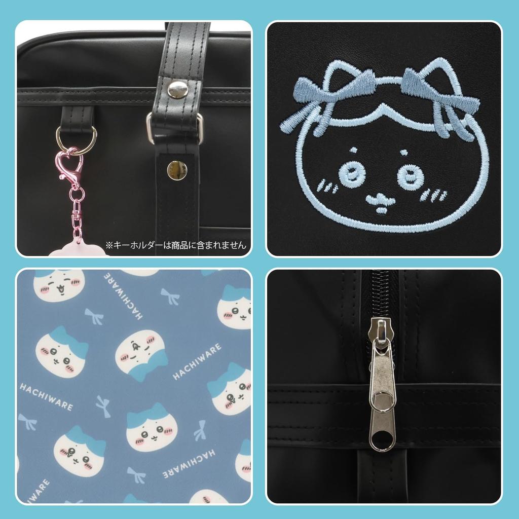 Shobido Chiikawa School Bag Synthetic Leather Black Boston Bag with Multifunctional Pockets Chiikawa [SHOWBIDO] <Hachiware>