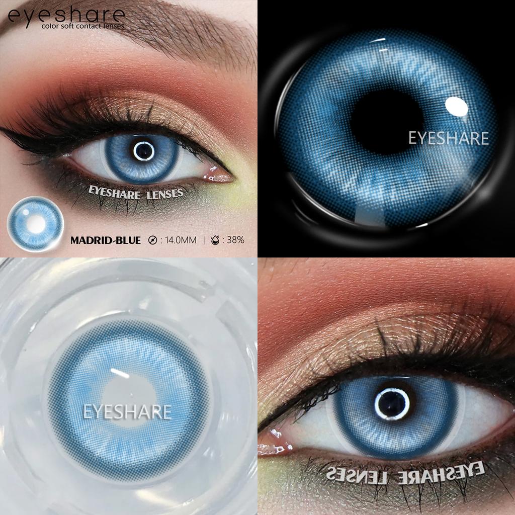 Eyeshare 2 Stück Cosplay Farbige Kontaktlinsen Anime Kontaktlinsen Blaue Augenlinsen Jährlich Verrücktes Halloween Make-up Farbige Linse
