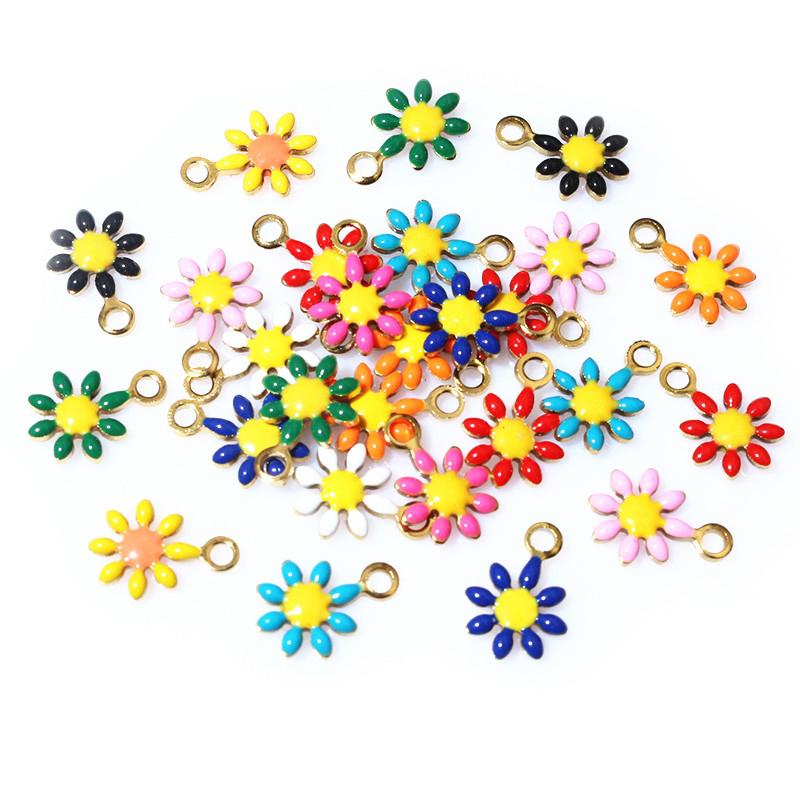 20pcs 10x7mm Small Flower Charms Pendant Enamel Stainless Steel DIY Jewelry Making Accessories Findings for Necklace Earrings