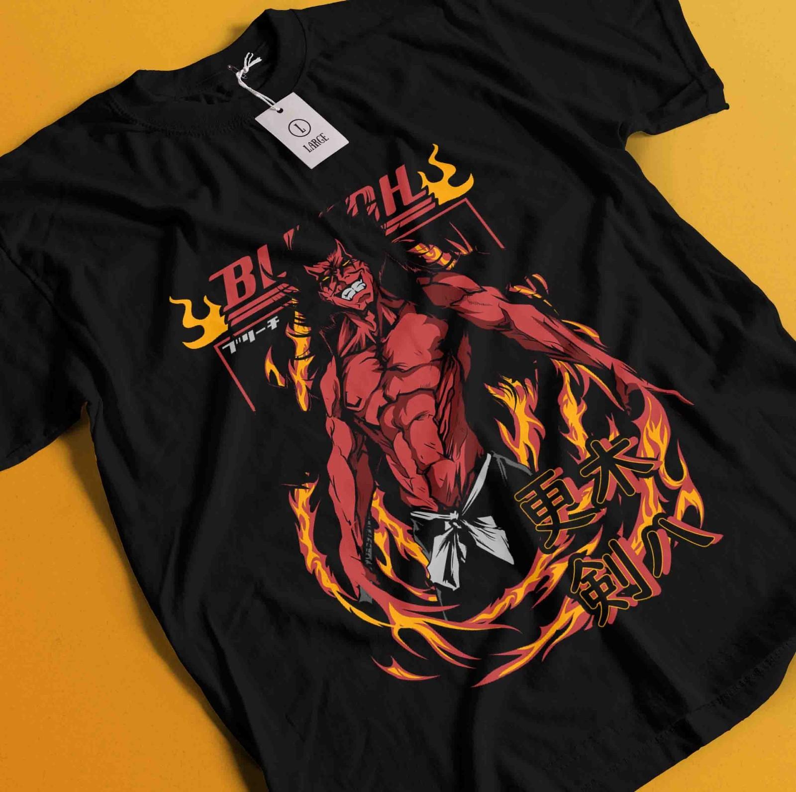 

Zaraki Kenpachi Shirt Bleach Anime Tshirt Ichigo Bankai T-Shirt Mens Womens Tees Top Aizen Yhwach Tee M