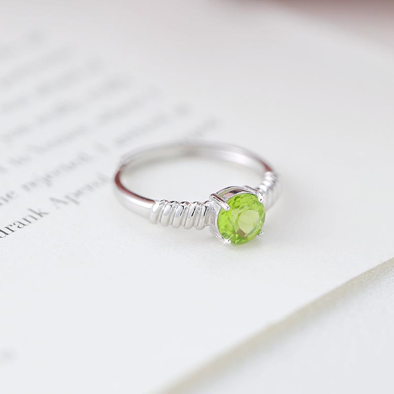 S925 sterling silver ring women's light luxury luxury crystal peridot fashion ring