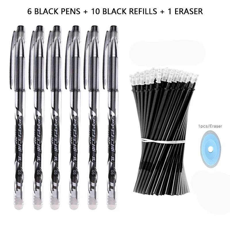 05mm Erasable Gel Pen Collection Black Blue Red Pen and Ink Refill Rod Kawaii Pens Washable Handle School Office Supplies Stationery