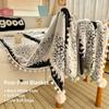 Manta com Pompons e Franjas, Multiuso Macia para Sofá, Cama, Escritório, Sesta, Cobertor de Ar Condicionado