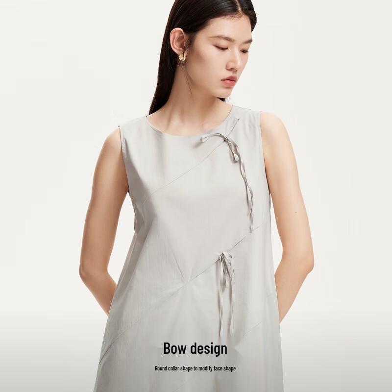 Veromoda 2025 Summer Round Neck Bow Design Loose Dress
