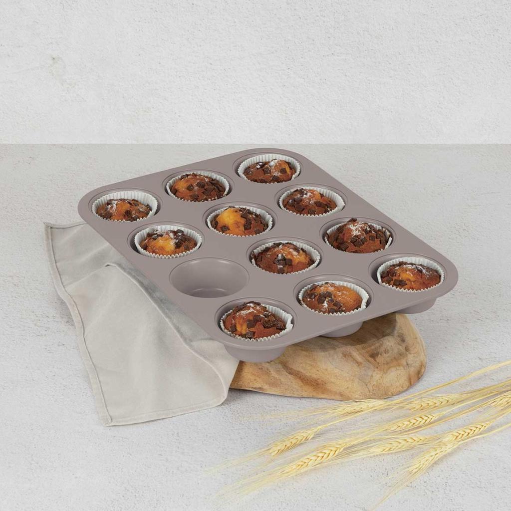 Titanium Muffin Form For 12 Muffins Berlinger Haus Bh-7947 Taupe