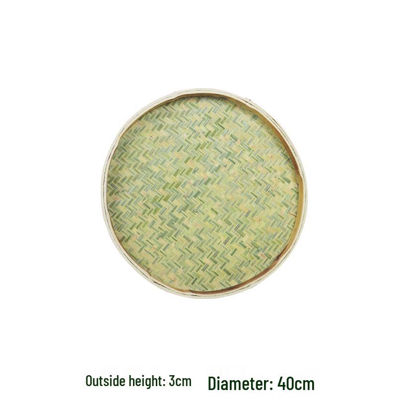 Bamboo Weaving Green Winnowing Basket/Restaurant Sashimi Platter with or without Holes for Drying, Sieving, Tea Sampling, or Decorative Use