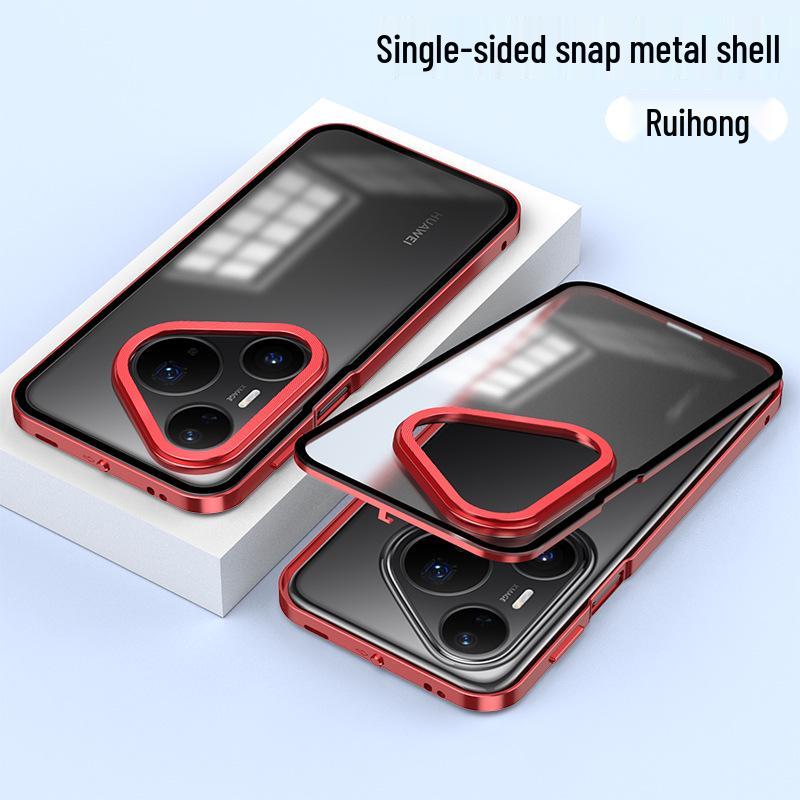 Huawei Pura70 Pro Metal Frame Frosted Snap-Button P60 Back Panel Phone Case for P80 Ultra