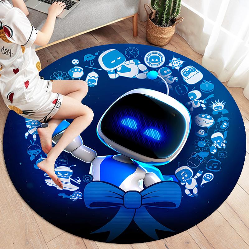 ASTRO BOT Runder Teppich, Teppich für Wohnzimmer Schlafzimmer Sofa Spielzimmer Dekoration, Rutschfeste Bodenmatte